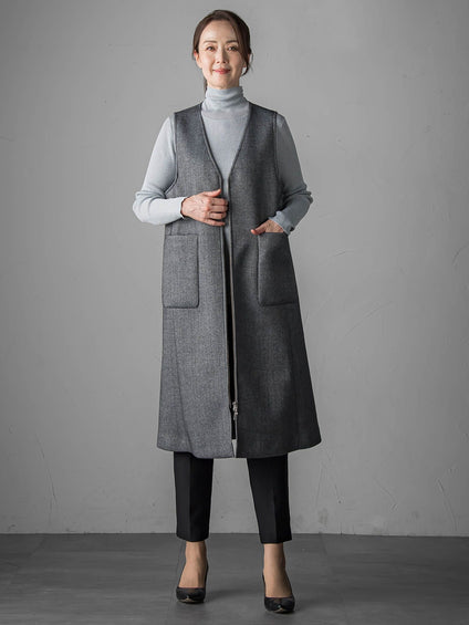 【大きいサイズ】ウールツイードボンディングジャンスカ