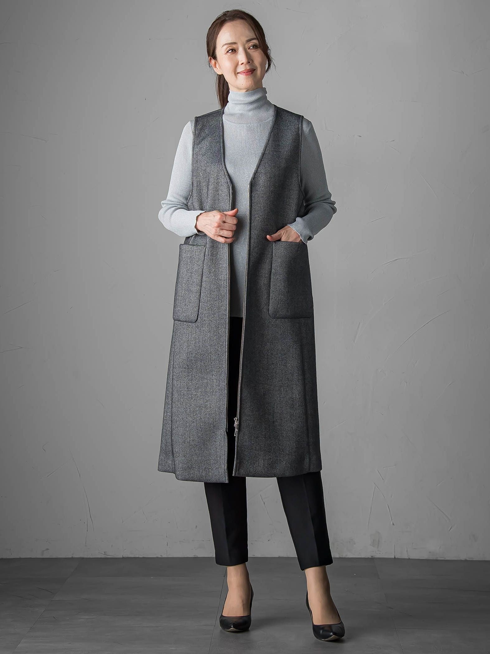 【大きいサイズ】ウールツイードボンディングジャンスカ