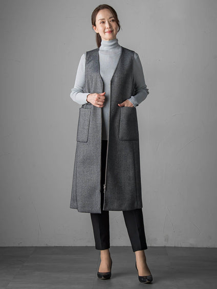 【大きいサイズ】ウールツイードボンディングジャンスカ