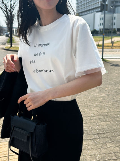 【WEB限定】チュールレイヤードロゴカットソー≪手洗い可能≫
