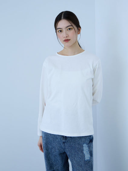 【シーズンレス】袖刺繍コットンプルオーバー
