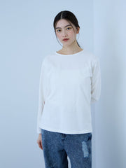【シーズンレス】袖刺繍コットンプルオーバー