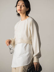 裏毛クロップドトレーナー≪洗濯機で洗える≫