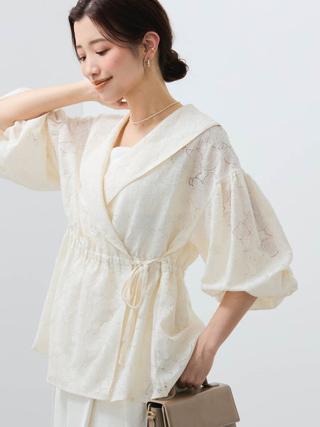 【SHIORI IRIE コラボ】レースカシュクールブラウス≪手洗い可能≫