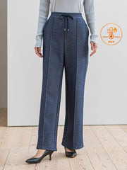 【WEB限定/大きいサイズ】”楽暖”裏起毛ワイドパンツ≪洗濯機で洗える≫