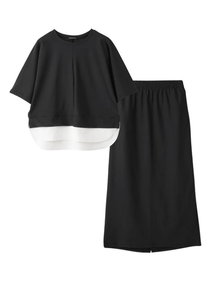 【上下セット】レイヤリードルマントップ×スカート2ピース