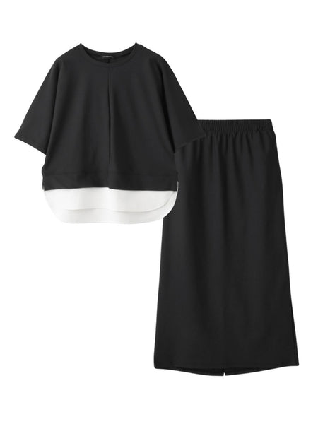 【上下セット】レイヤリードルマントップ×スカート2ピース