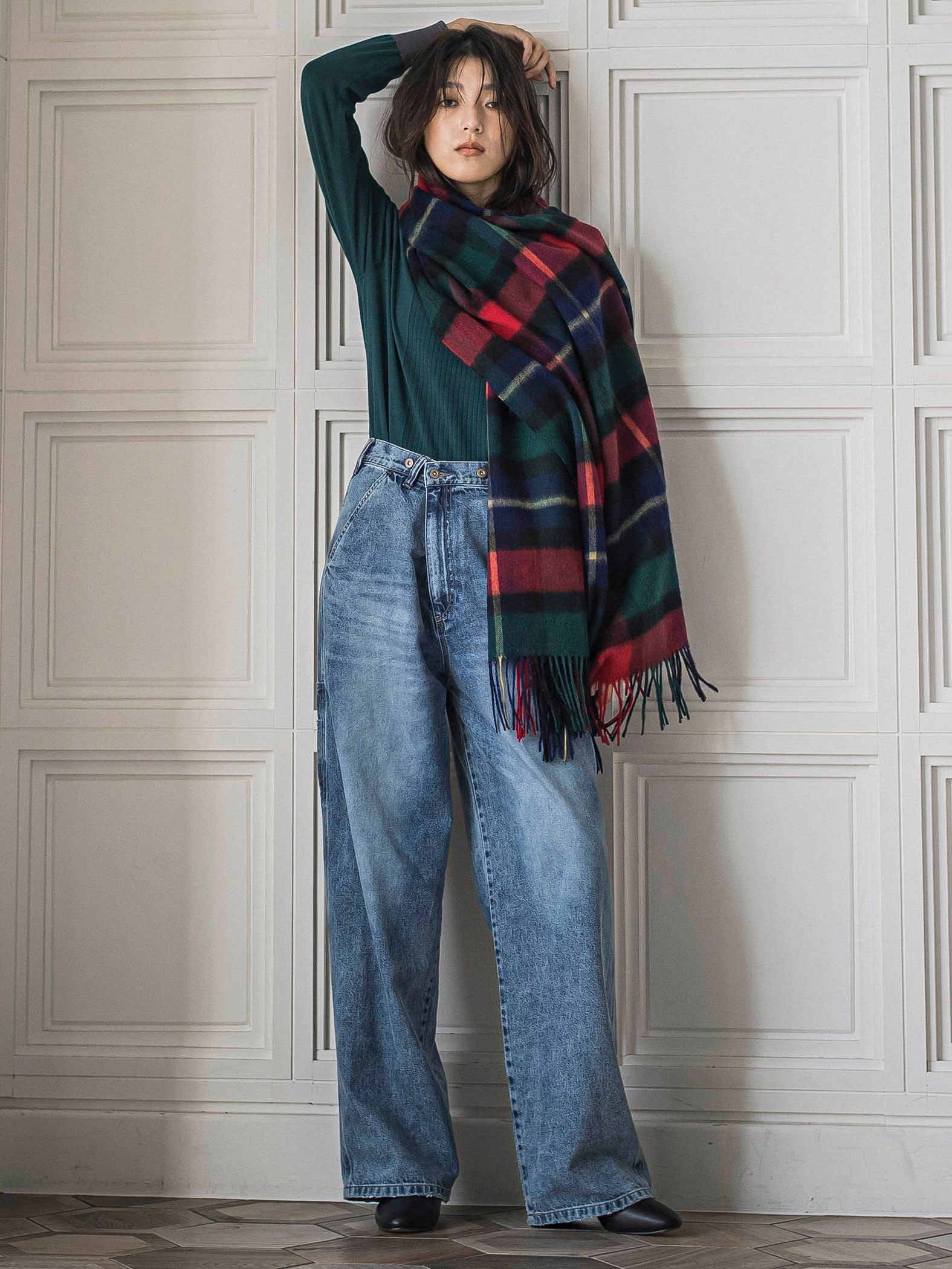 ボトルネック配色ニットプルオーバー≪手洗い可能≫