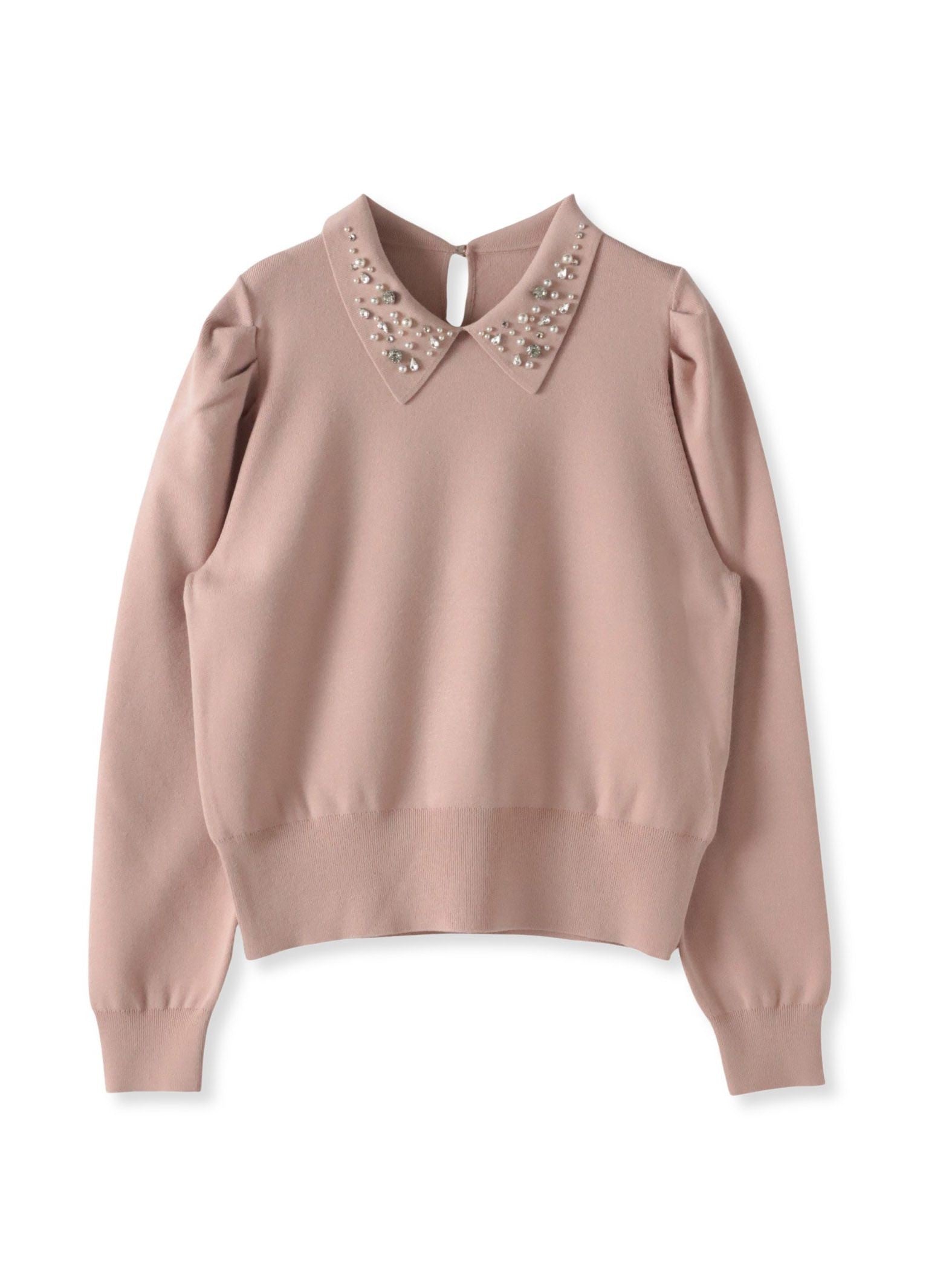 【新色追加】襟ビジューニット