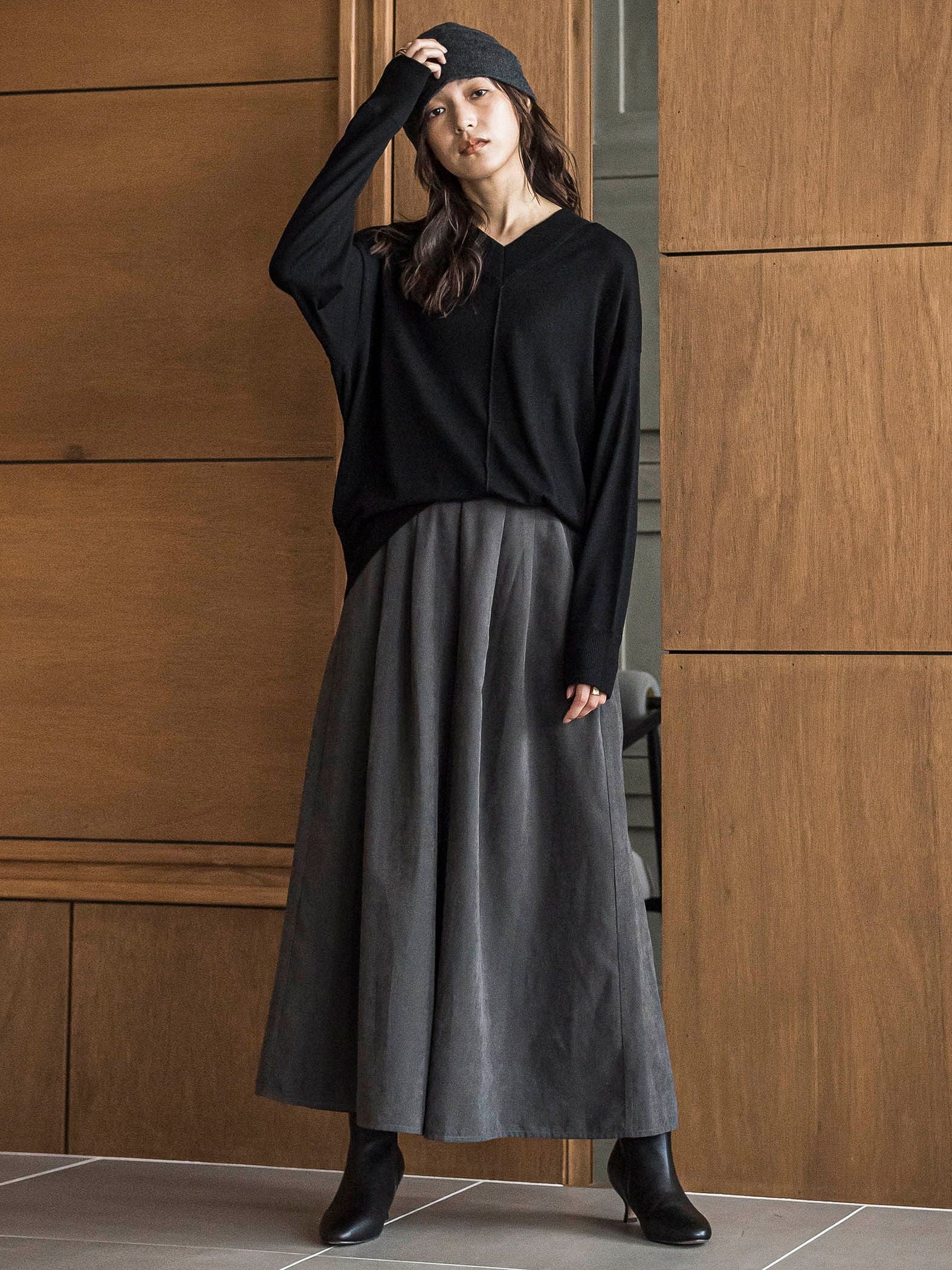 シルクカシミヤVネックコクーンニットプルオーバー≪手洗い可能≫