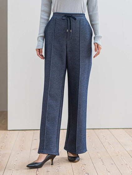 【WEB限定】”楽暖”裏起毛ワイドパンツ≪洗濯機で洗える≫