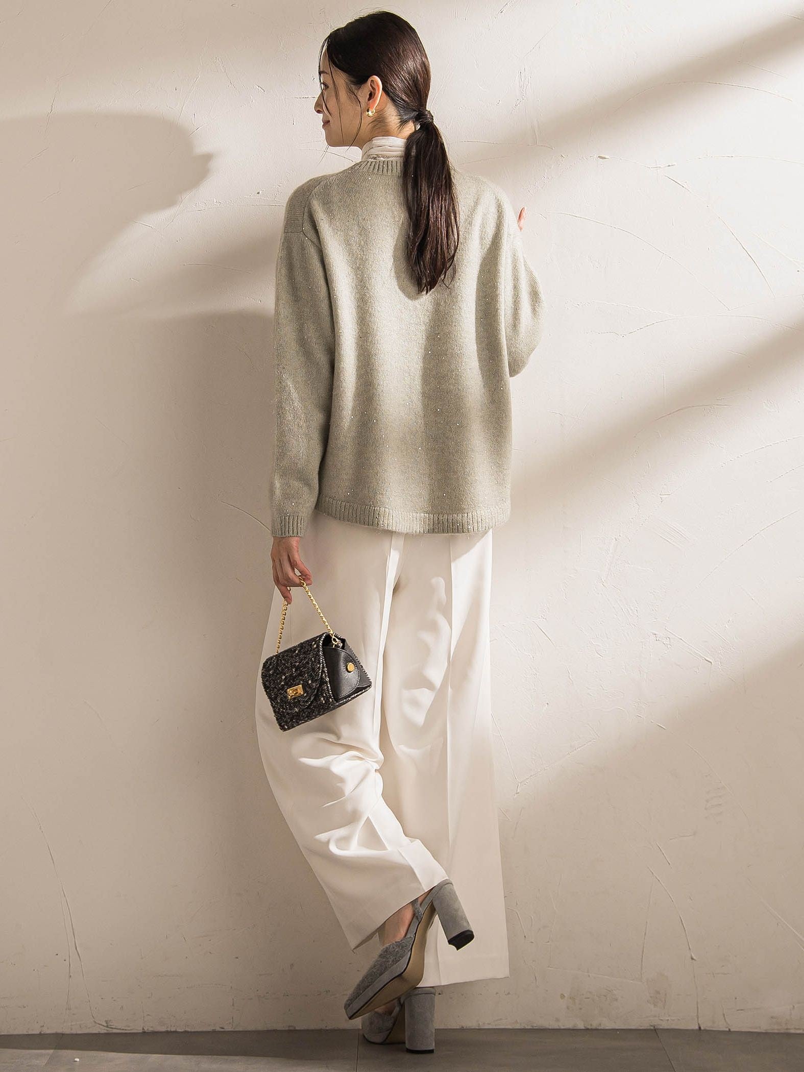 スパンコールクルーネックニット≪洗える≫