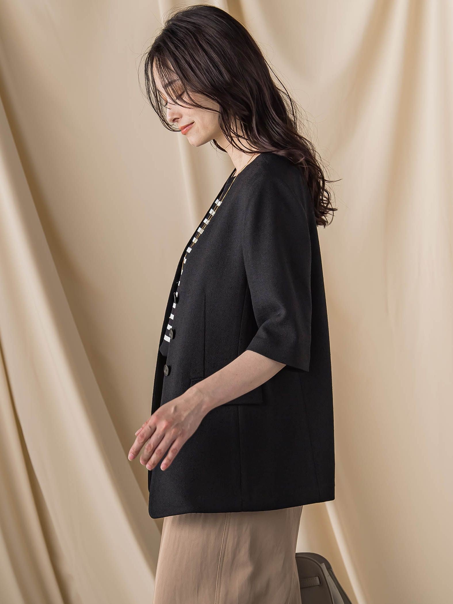 トリッカースラブハーフスリーブジャケット≪手洗い可能・防シワ・UV≫