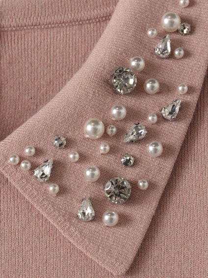 【新色追加】襟ビジューニット