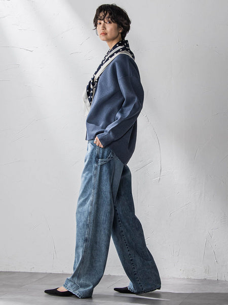 スポンディッシュVネックニットカーディガン≪洗濯機で洗える≫