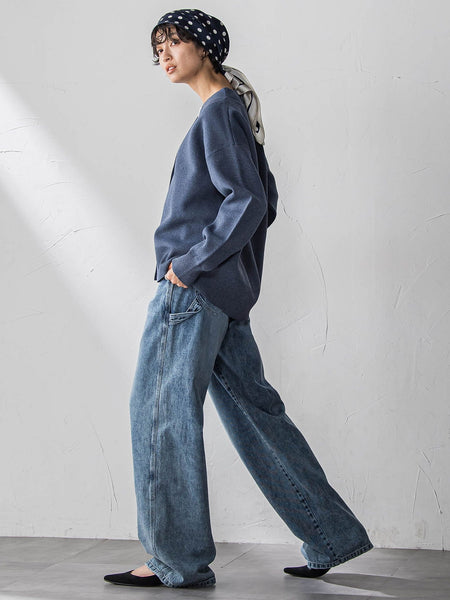 スポンディッシュVネックニットカーディガン≪洗濯機で洗える≫