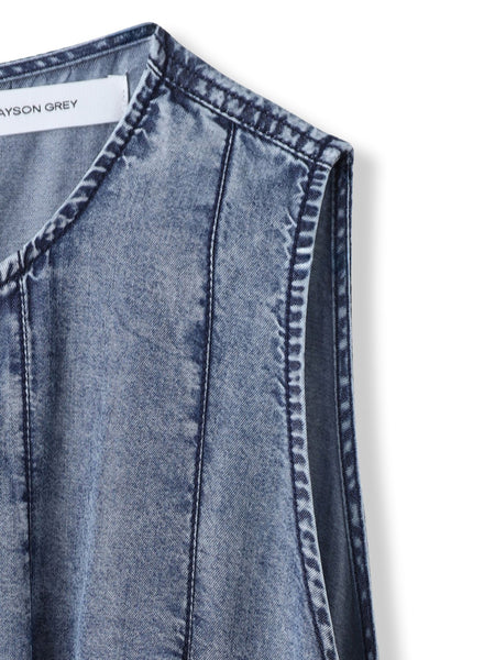 ゆれるデニムノースリーブワンピース