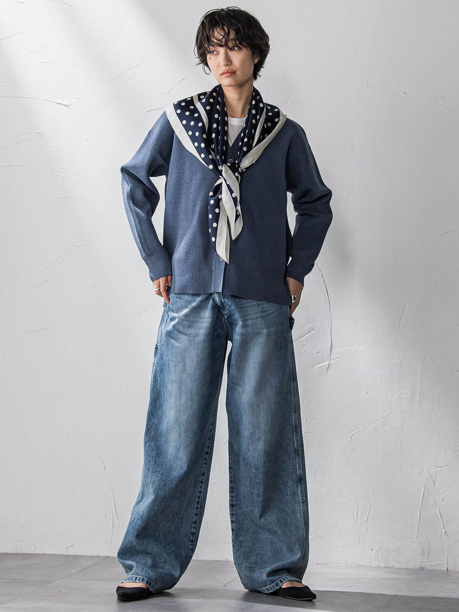 スポンディッシュVネックニットカーディガン≪洗濯機で洗える≫