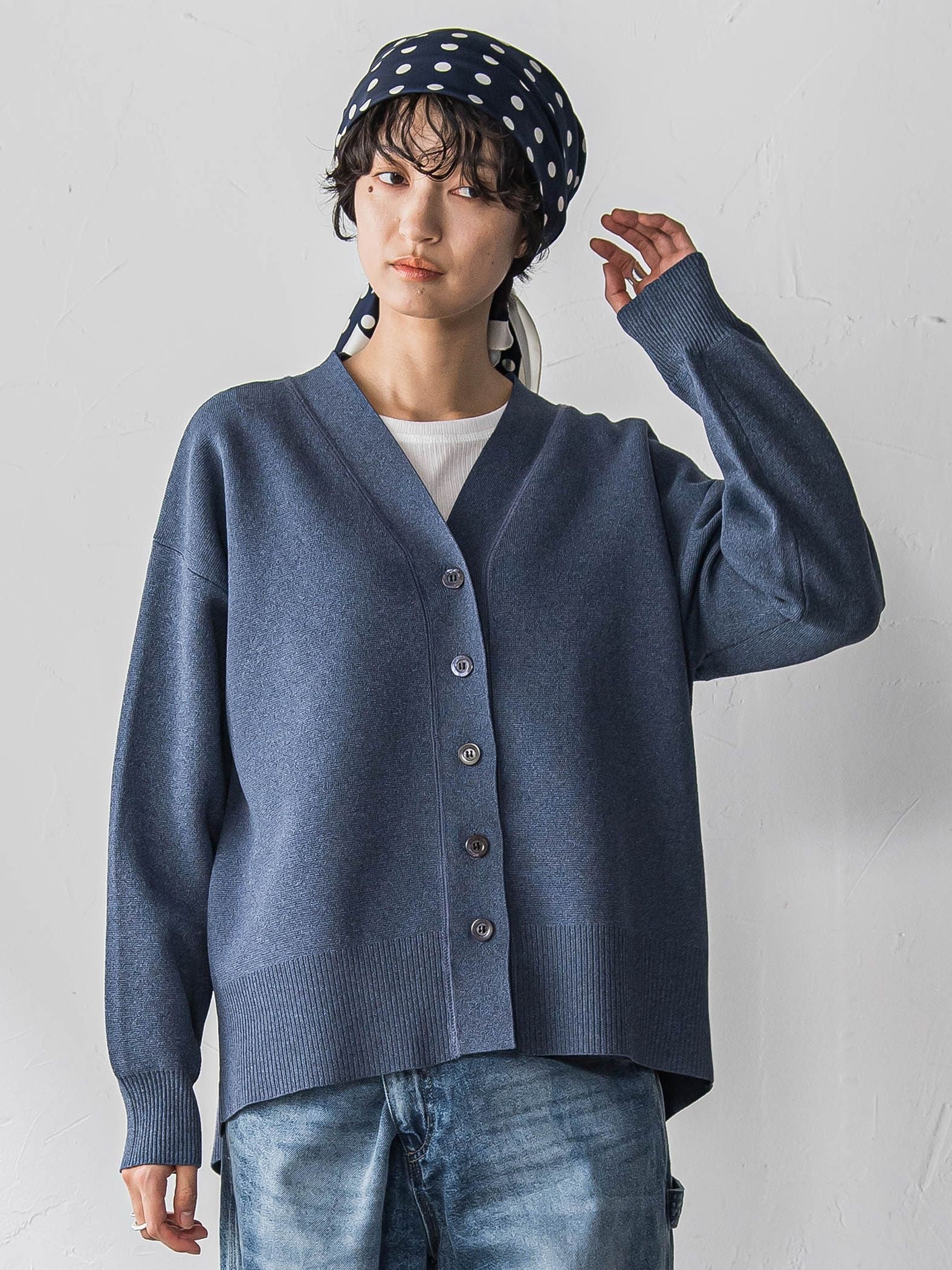 スポンディッシュVネックニットカーディガン≪洗濯機で洗える≫