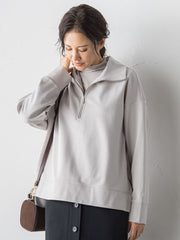 【受注会限定】刺繍あり/裏起毛ハーフジップカットソー≪洗濯機で洗える≫
