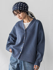 スポンディッシュVネックニットカーディガン≪洗濯機で洗える≫