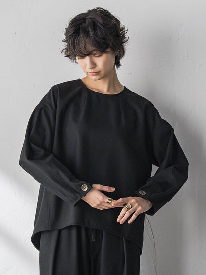 【叶えるSET UP】起毛フォルムスリーブブラウス≪手洗い可能≫