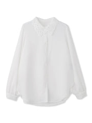 モスクレープレースカラーブラウス