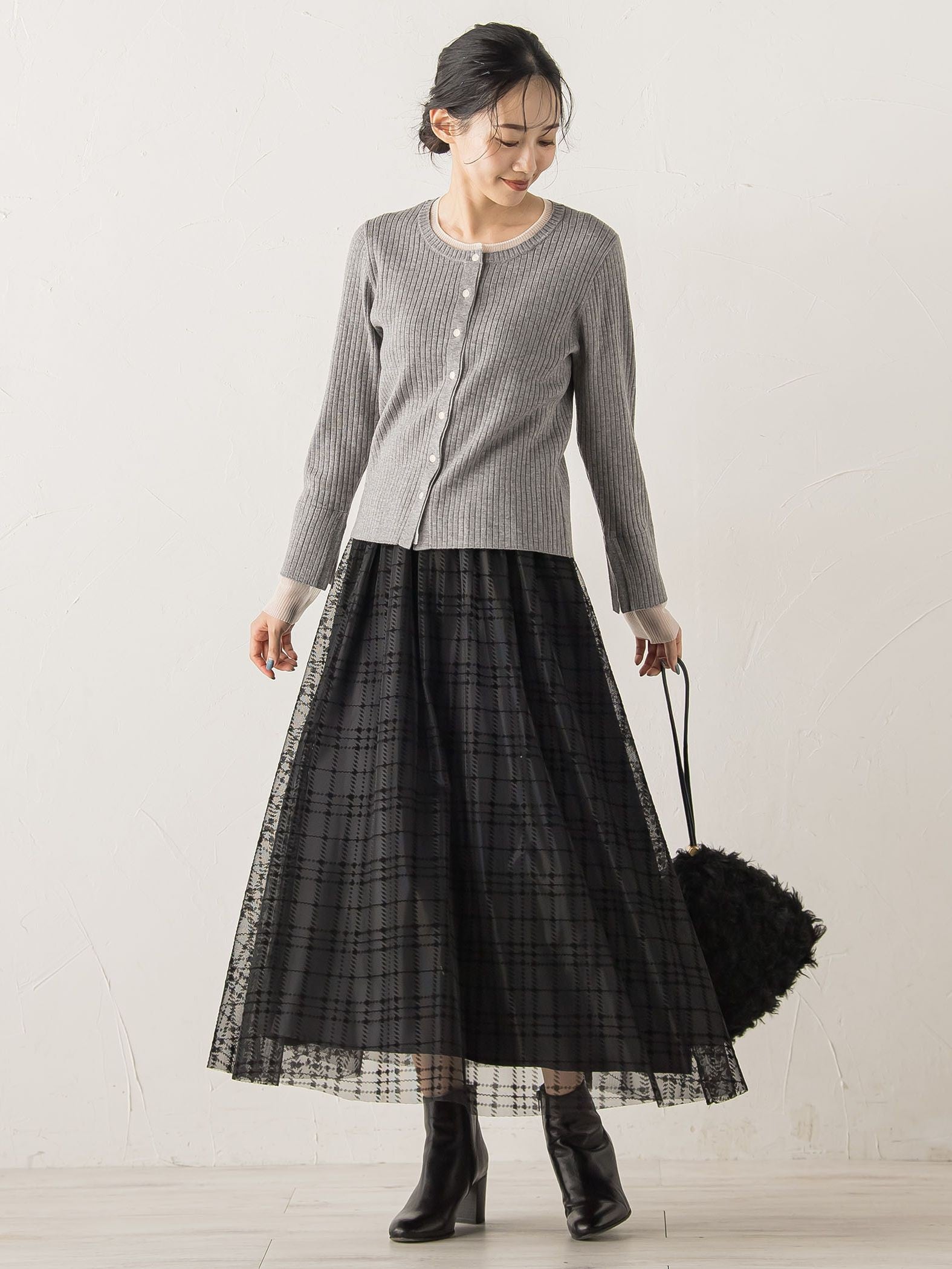 シアー切替えRIBニット≪手洗い可能≫