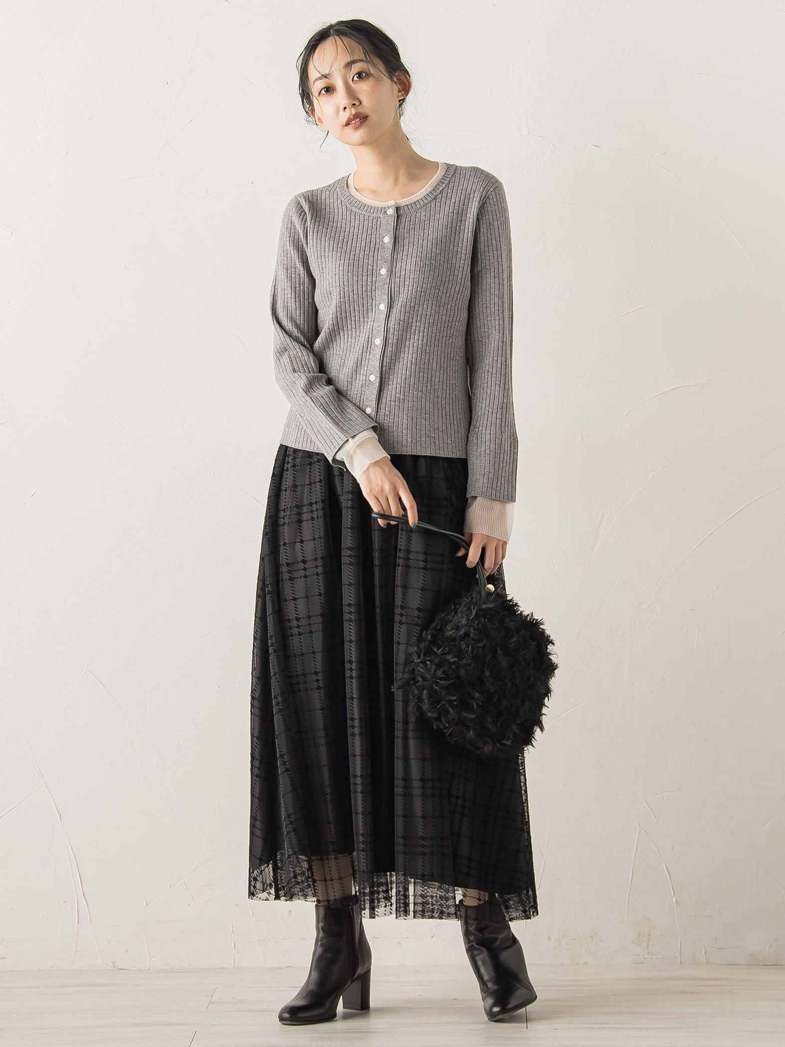 シアー切替えRIBニット≪手洗い可能≫