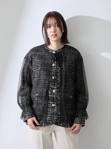 チュールレイヤーセットツィードジャケット