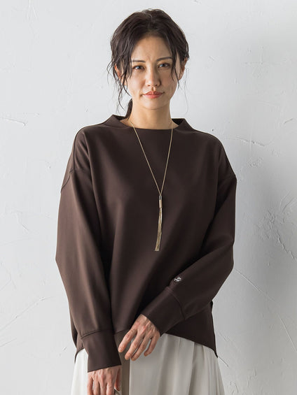 【受注会限定】刺繍あり/裏起毛ボトルネックカットソー≪洗濯機で洗える≫