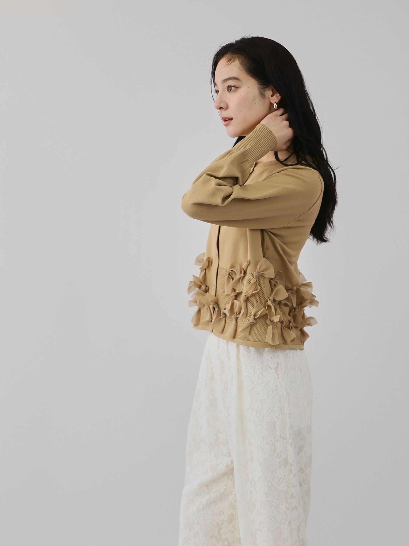 ブルーミングリボンニットカーディガン