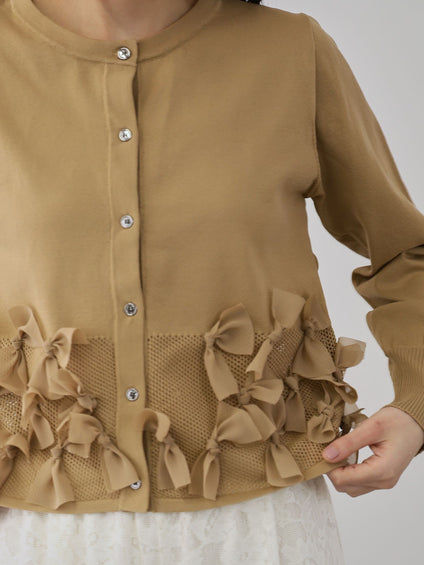 ブルーミングリボンニットカーディガン