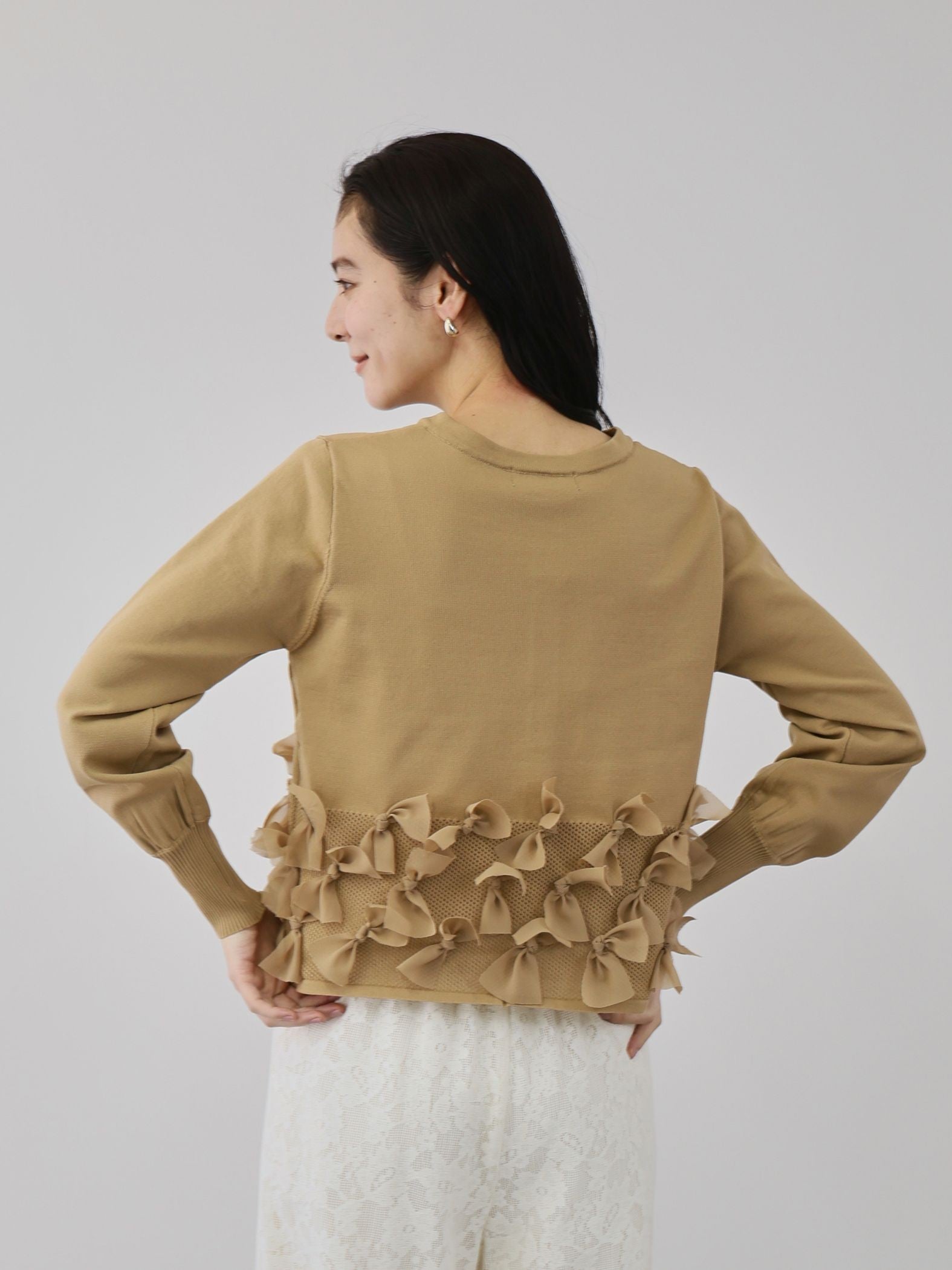 ブルーミングリボンニットカーディガン