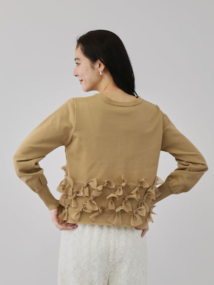 ブルーミングリボンニットカーディガン