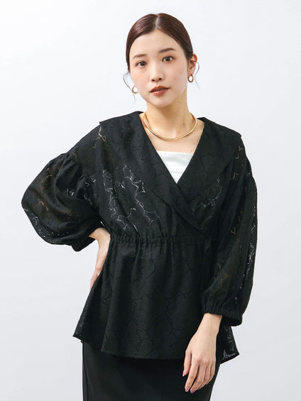 【SHIORI IRIE コラボ】レースカシュクールブラウス≪手洗い可能≫