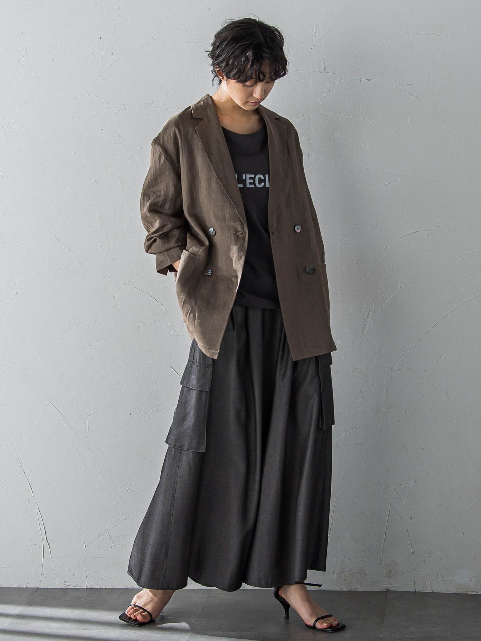 ペーパーリネンダブルブレストジャケット≪手洗い可能≫