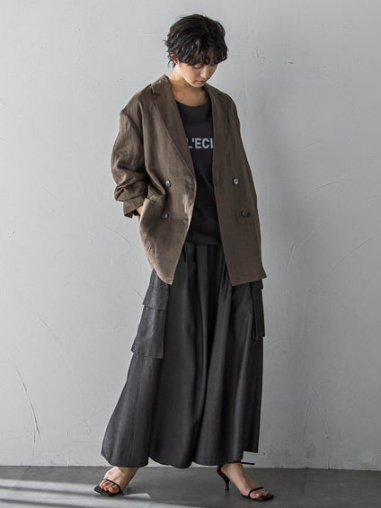 ペーパーリネンダブルブレストジャケット≪手洗い可能≫