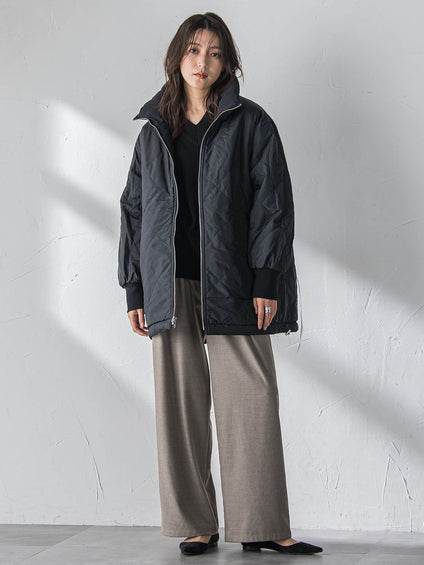 【叶えるSET UP】起毛イージーワイドパンツ≪手洗い可能≫