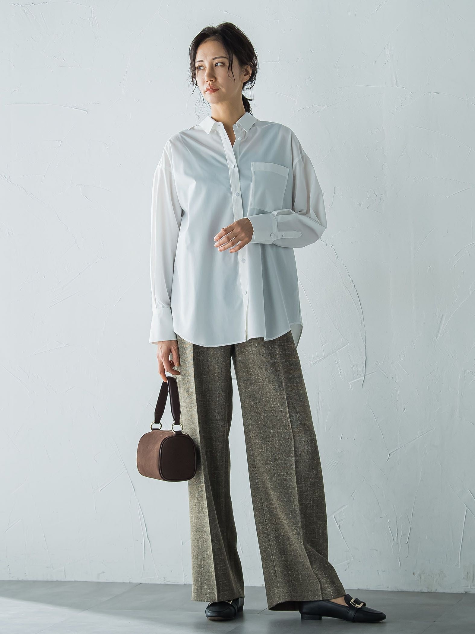 オーバーサイズシャツブラウス ≪洗濯機で洗える≫