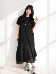 【小さいサイズ】シフォンドッキングマキシワンピース