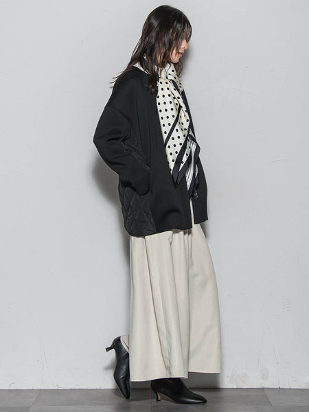 モスダンボール×中綿キルティングノーカラーコート≪手洗い可能≫