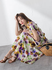 【KEITA KAWASAKI × Viaggio Bluコラボ】パンジープリントスカート