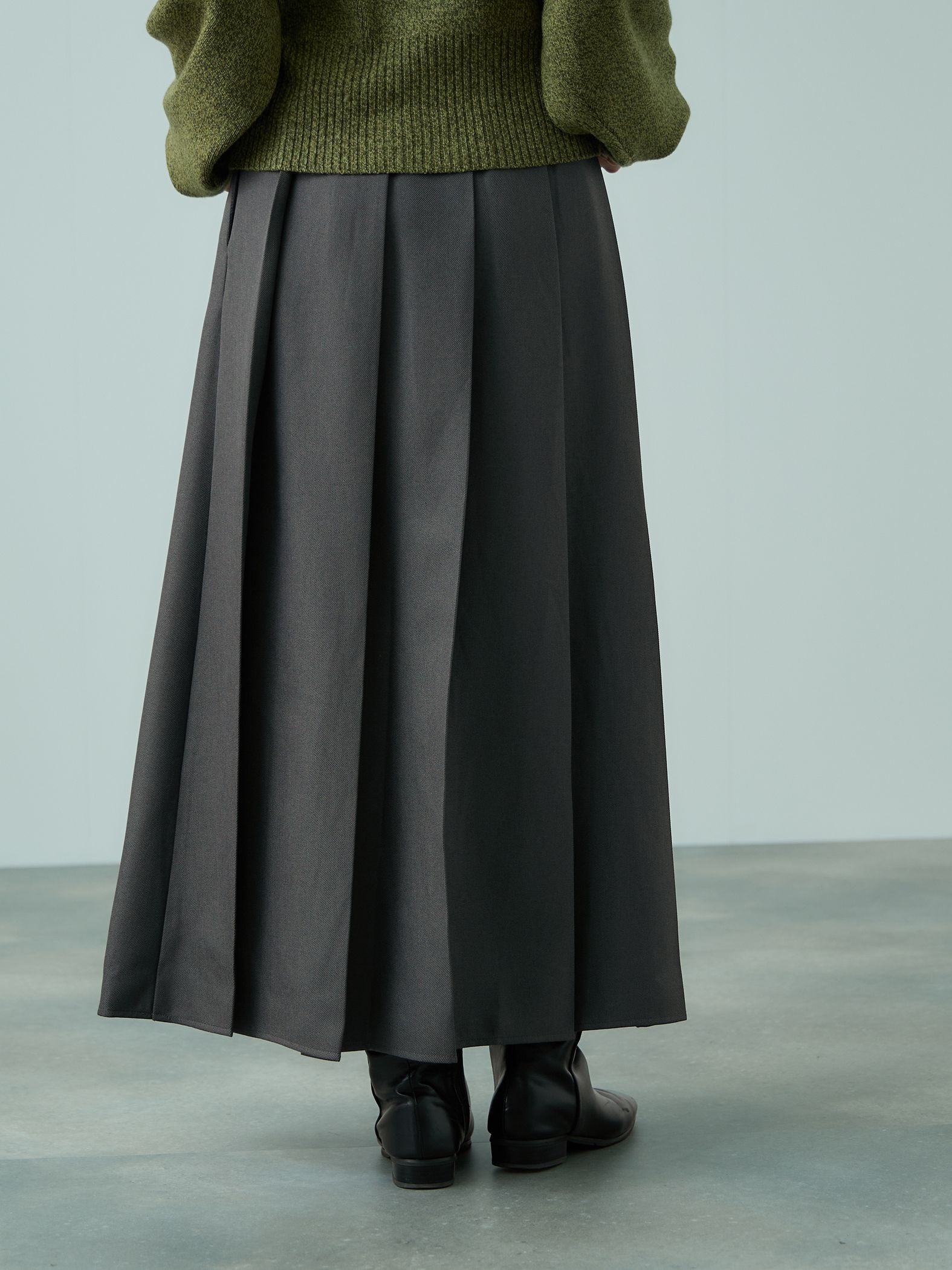 ワイドプリーツスリットスカート≪手洗い可能≫