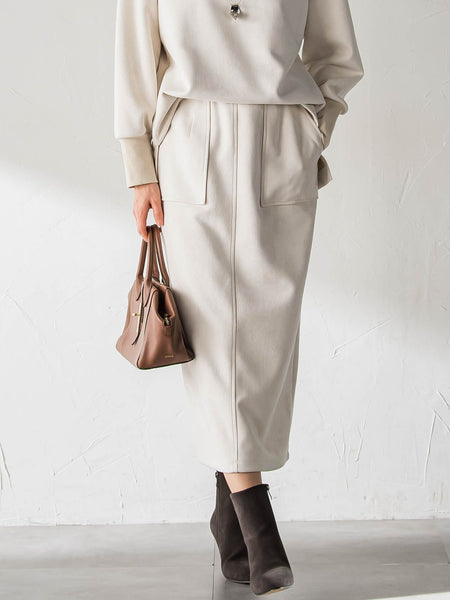 【WEB限定】フェイクスエードナロースカート≪セットアップ対応/洗える≫