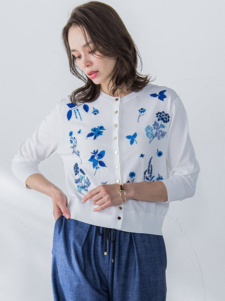 ハーブ刺繍カーディガン≪手洗い可能≫
