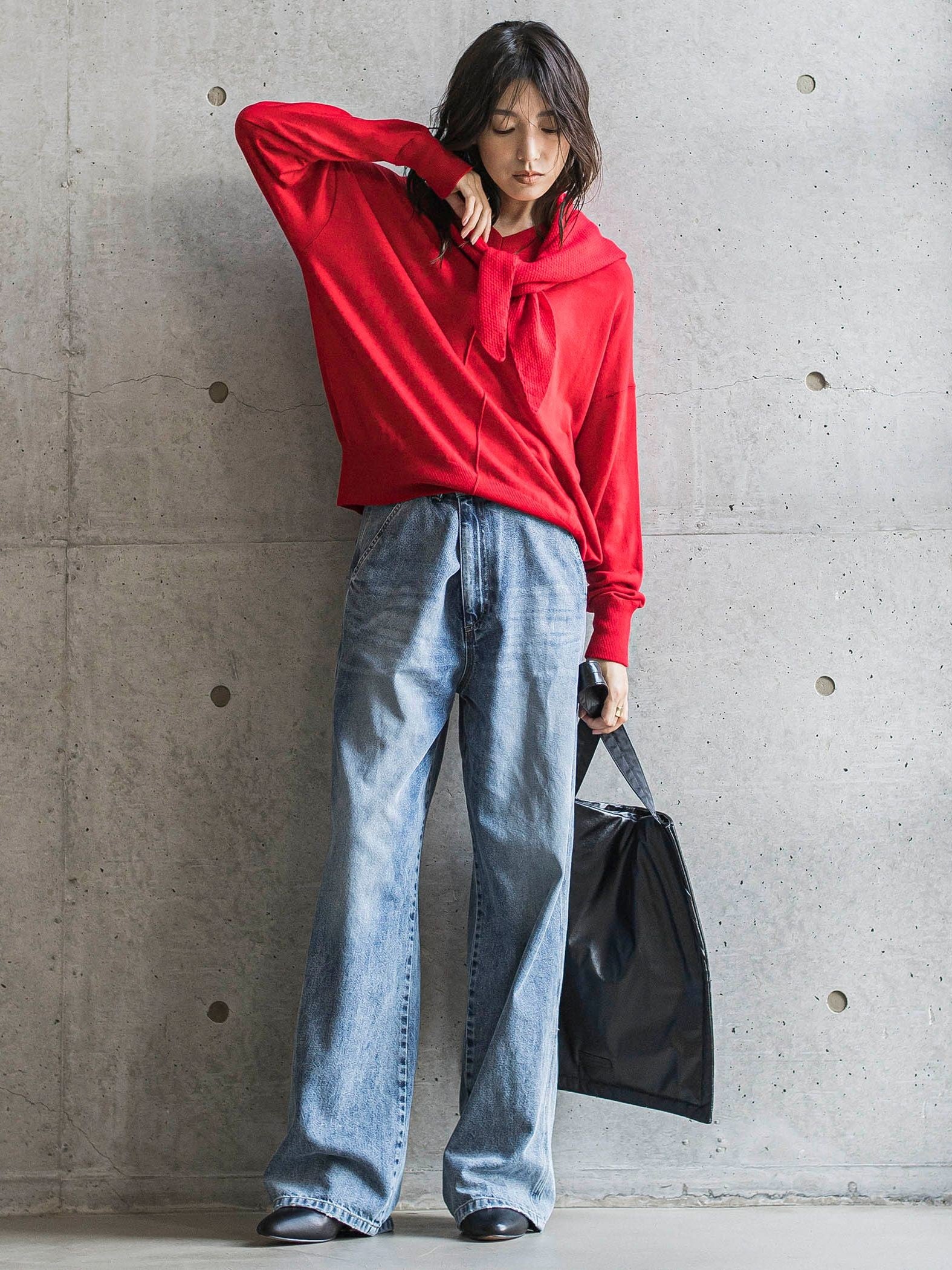 シルクカシミヤVネックコクーンニットプルオーバー≪手洗い可能≫