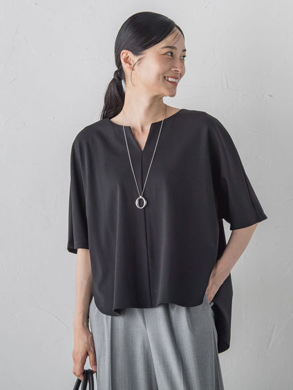 【WEB限定】≪夏の体型カバーに≫タックフレアカットソー