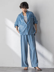 【40周年限定】カラーデニムイージーワイドパンツ