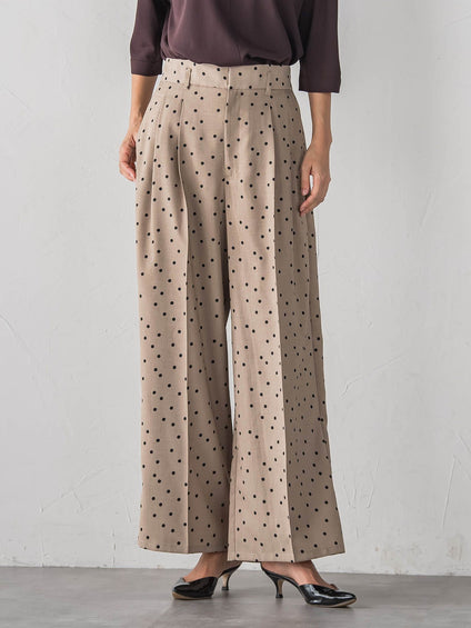 リネンライクスラブドットパンツ